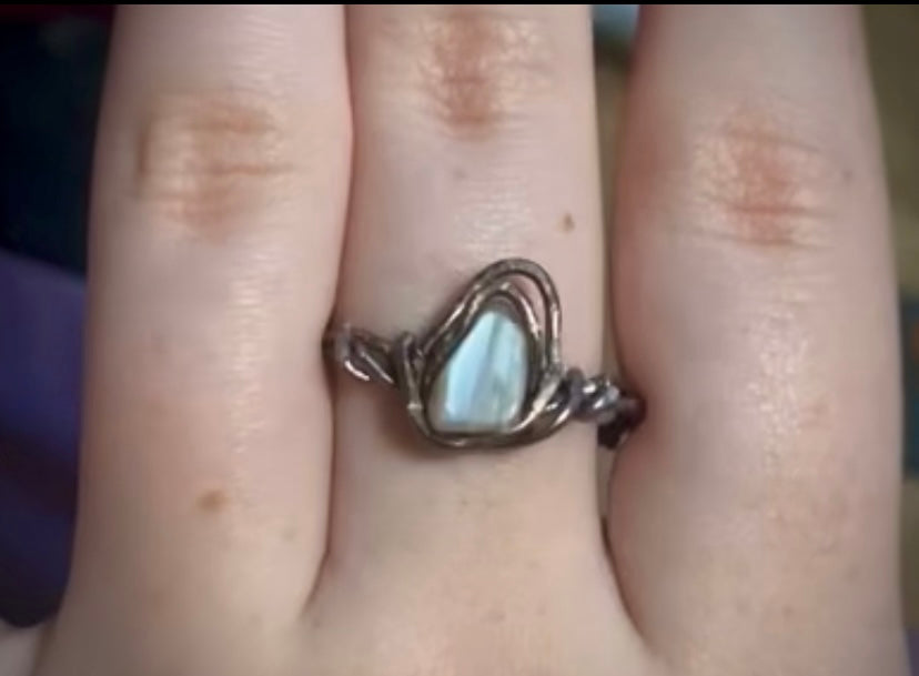 Blue Opal Wire Ring