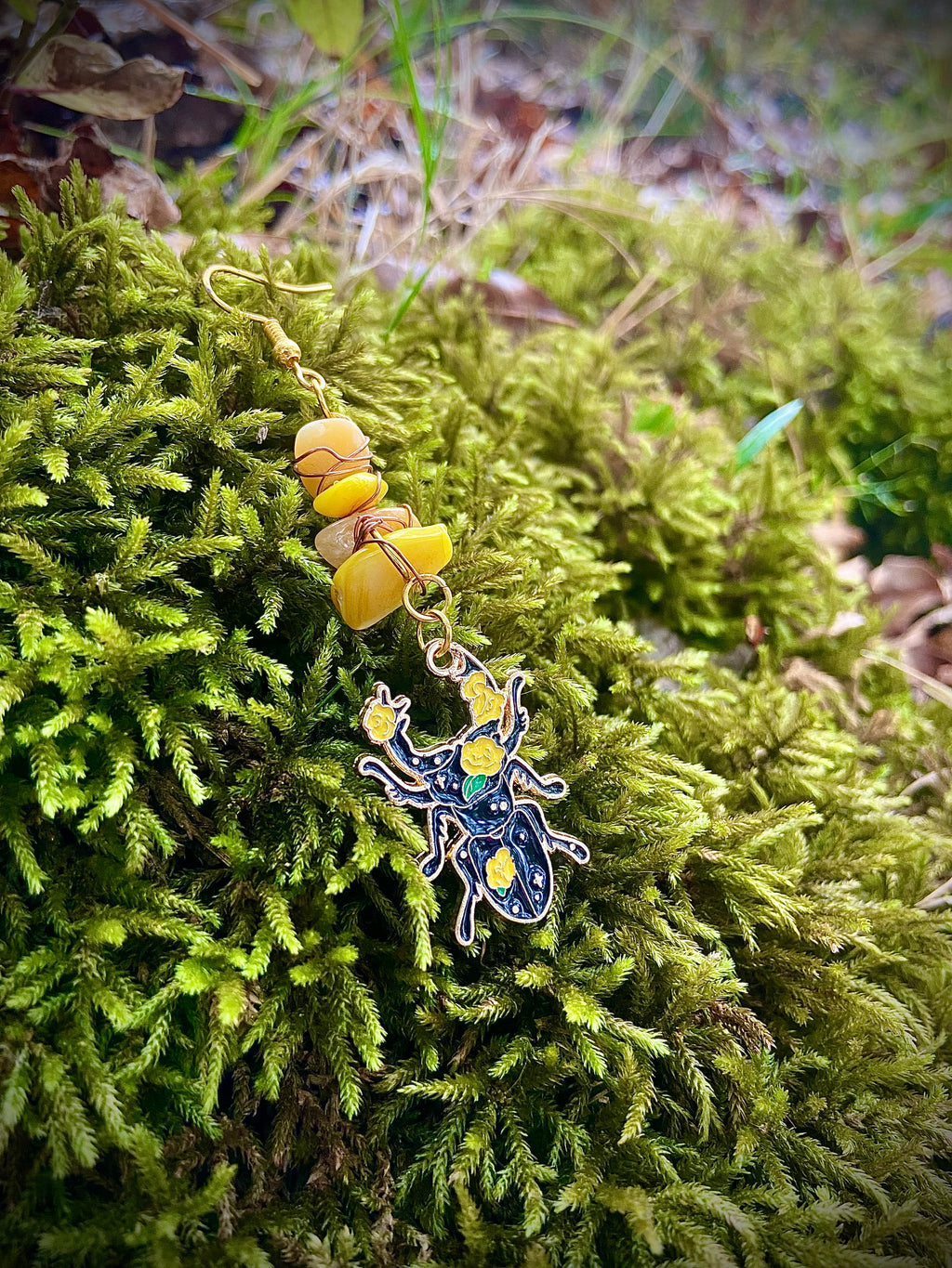 golden beetle earrings